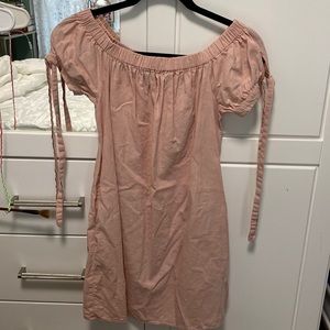 [FREE WITH BUNDLE] Pink Guess Shoulder Tie Off Shoulder Dress